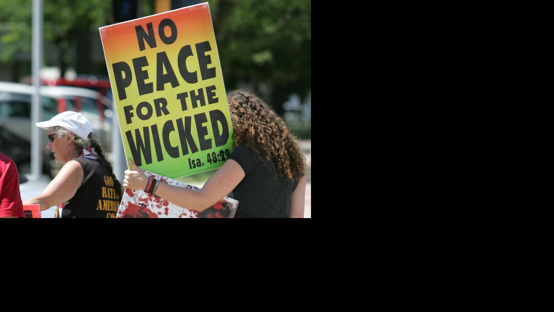 The Westboro Baptist Church picketed outside the Shawnee County Courthouse in 2011. 

