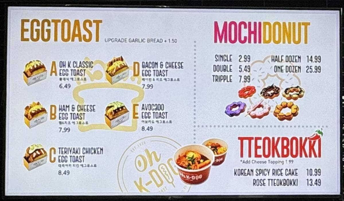 Oh K-Dog menu 1