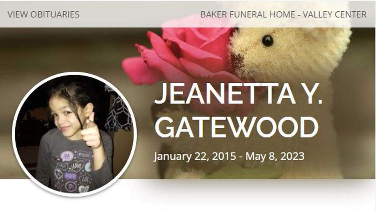 Jeanetta Gatewood, 8, of Wichita, died on May 8, 2023, after her father stomped her to death.