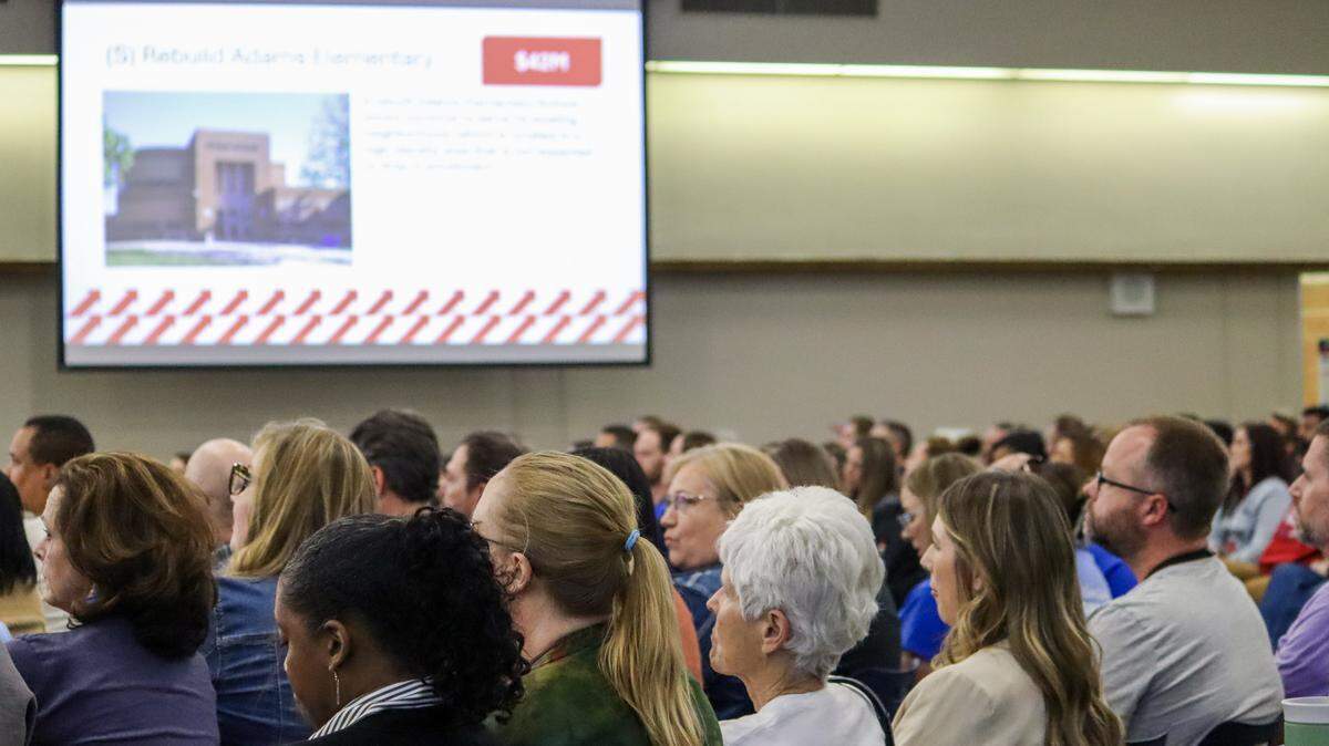 Dozens of community members attended the April 6 board of education meeting where Wichita Public Schools administrators presented three tentative bond issue proposals, each totaling $615 million.
