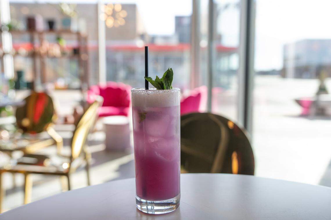 The Lavender Fields Forever mocktail at Grow is made with a non-alcoholic spirit called Seedlip Spice 94, honey lavender, mint, lime and tonic.