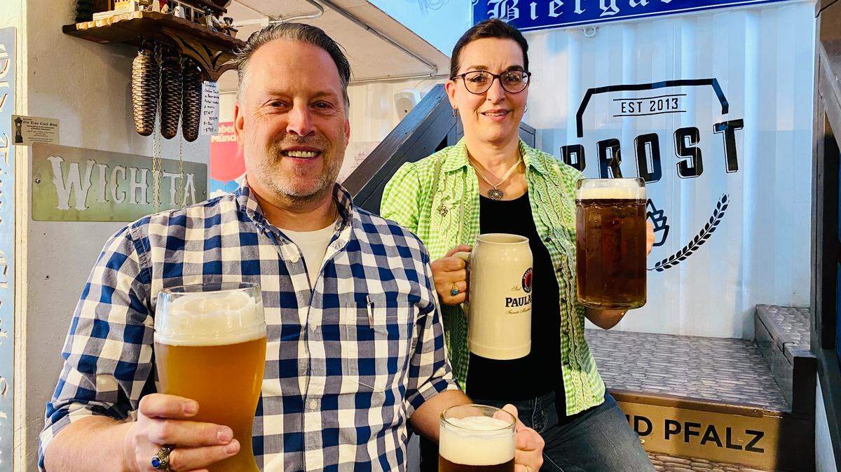 Austin and Manu English opened their German restaurant Prost in a shipping container mall in 2018.