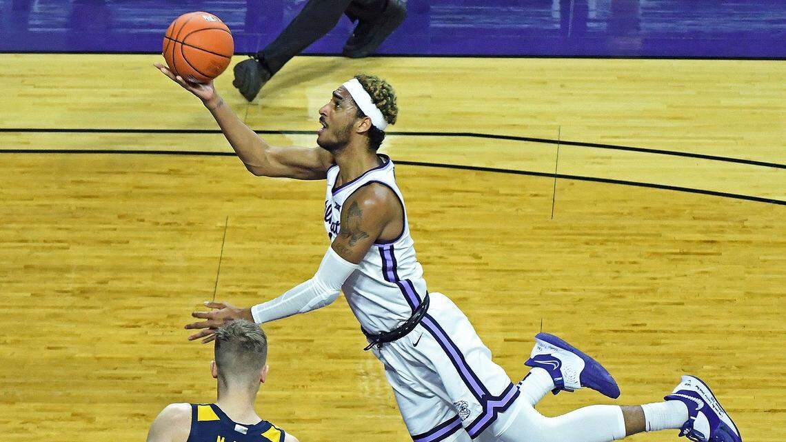 Kansas State forward Antonio Gordon attempts a driving layup against West Virginia on Saturday at Bramlage Coliseum.