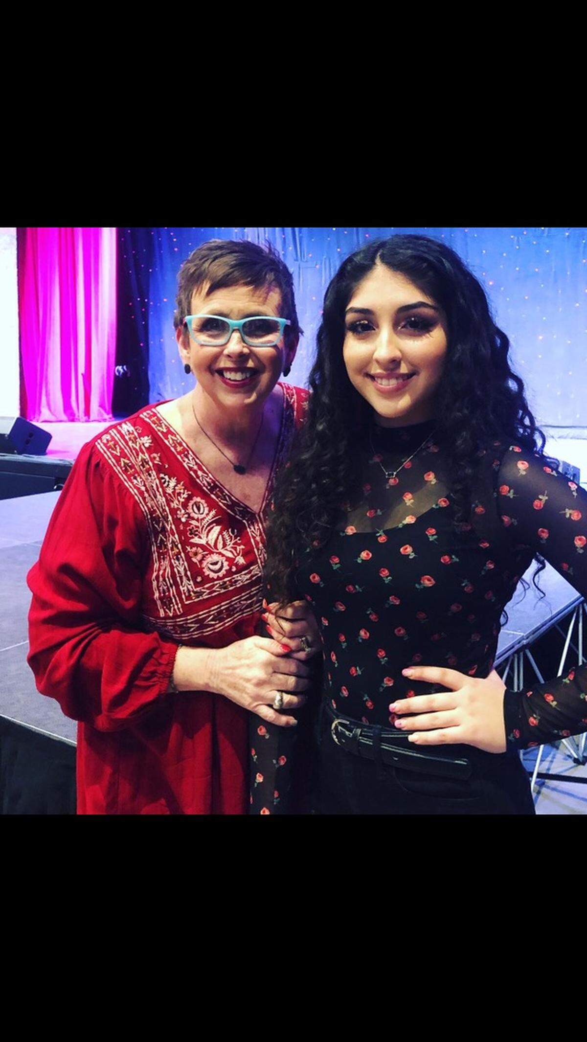 East High student Cami Abraham and her longtime vocal teacher, Amy Menas.