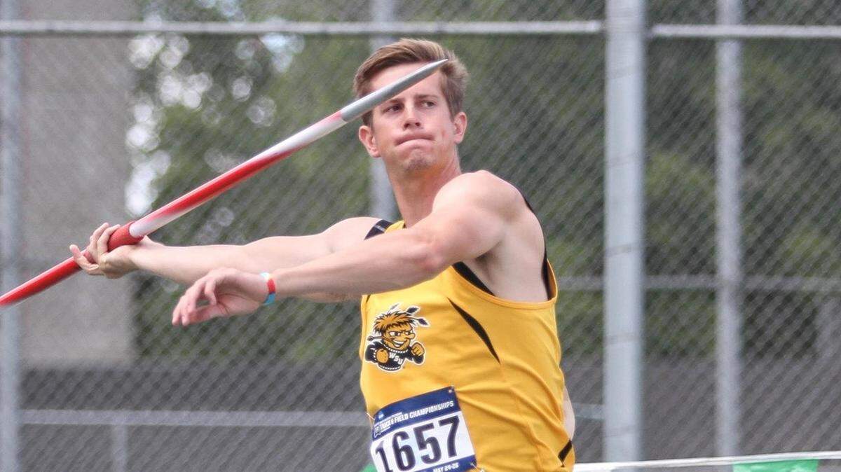 Wichita State senior Aaron True won his second straight javelin title at Day 1 of the American Athletic Conference Outdoor Championships at Cessna Stadium on Friday.