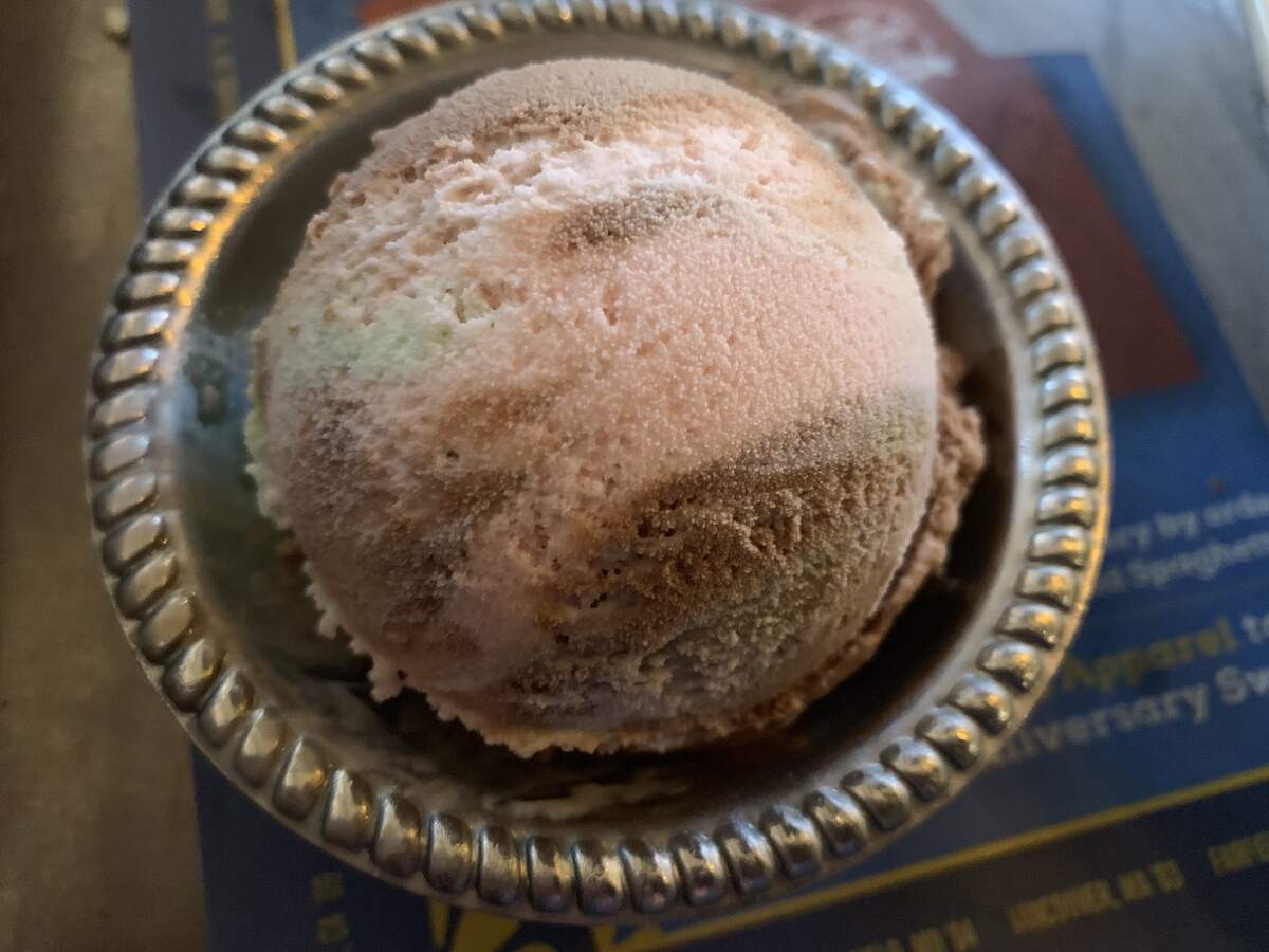 A big scoop of spumoni ice cream is included with every meal at The Old Spaghetti Factory, which just opened in Wichita.