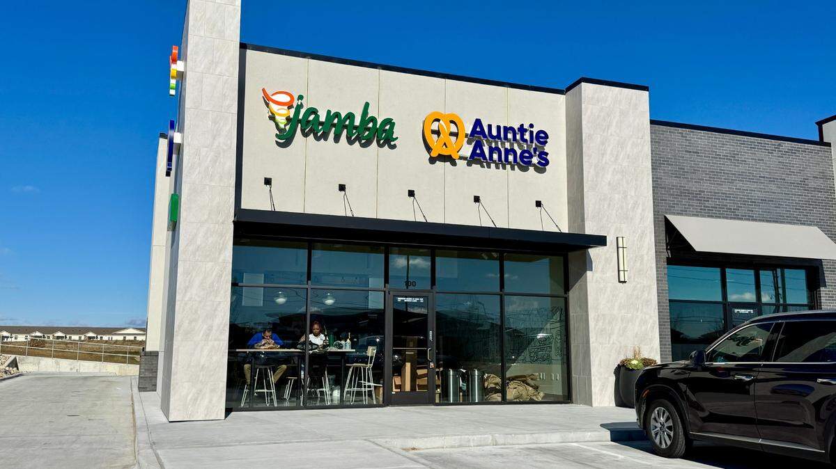 The newest co-branded Auntie Anne’s/Jamba Juice opens to the public on Monday. It’s at the new Hawthorne Court strip center at 12938 E. 21st St.