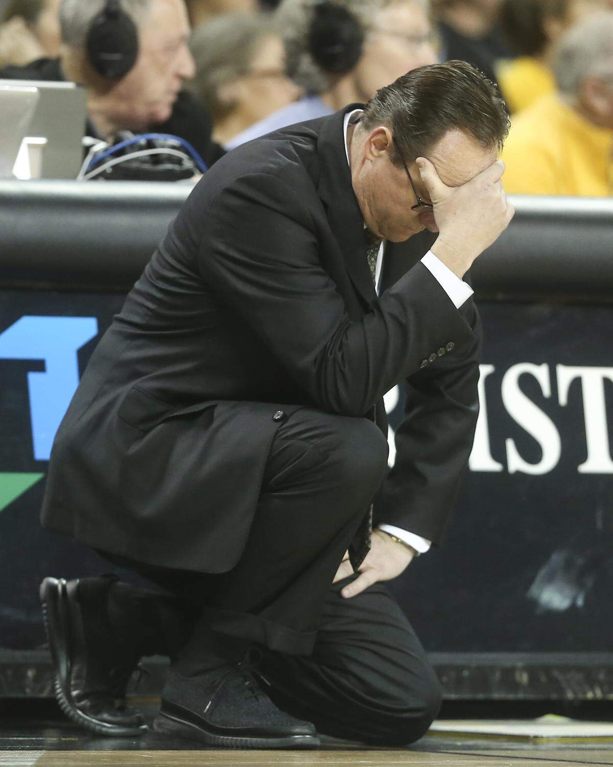 Wichita State head coach Gregg Marshall can’t beat to watch as Southern Miss erases a 17-point deficit during the second half of their game at Intrust Bank Arena on Saturday.