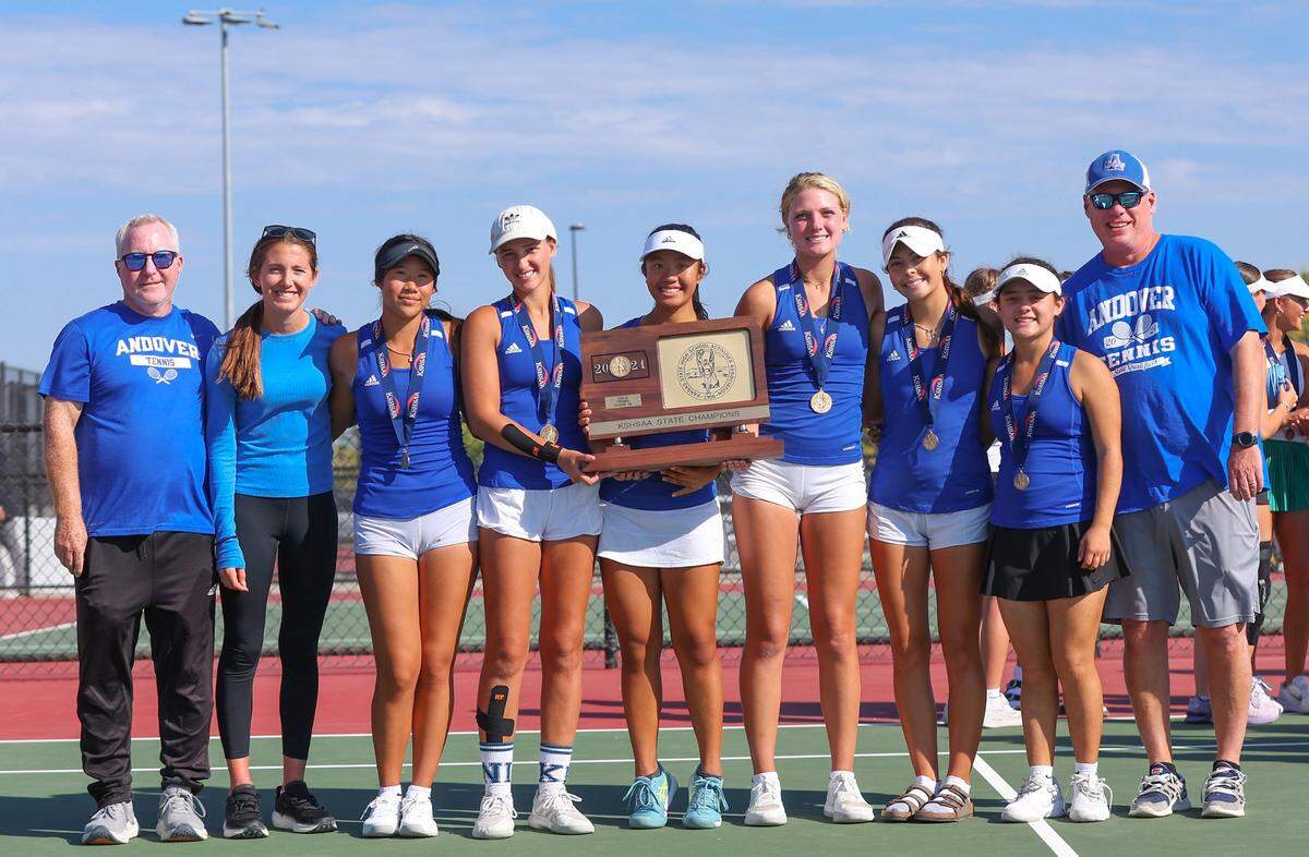 The Andover girls tennis team won its fourth straight Class 5A state championship. Team members were Molly Gaddis, Elizabeth Gaddis, Mia Jaramillo, Nadia Kaewsai, Emma Jittawait and Ada Tantemsomboon.