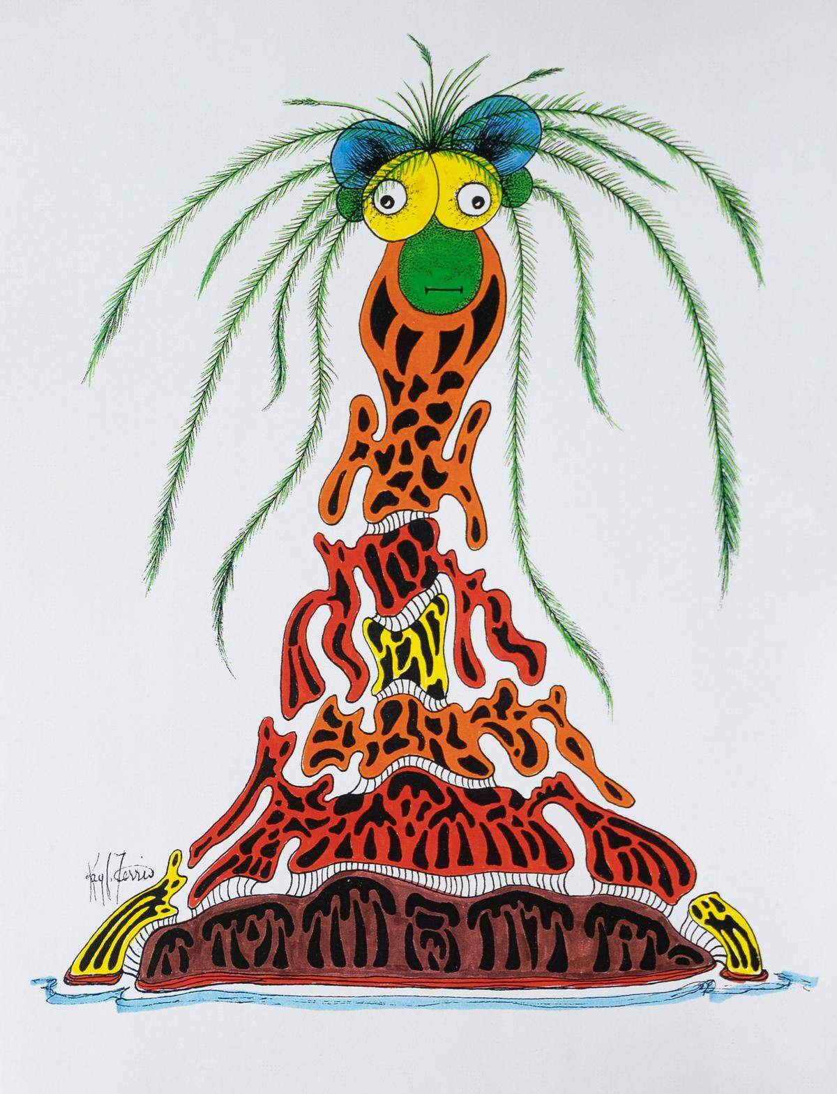 Meet “Whizzer,” one of Kay’s Kritters that artist Kay Ferris created. Her collection of Kritters will be on display at Harvester Arts in September.