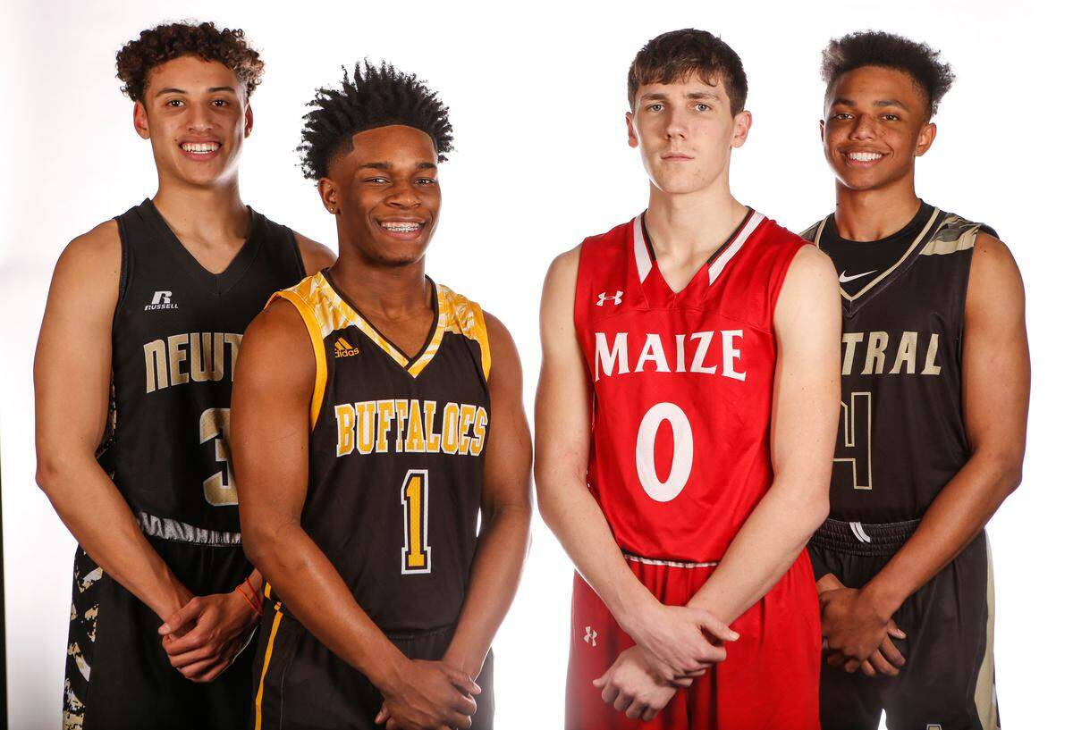 From Left: Ty Berry, Newton; Jackie Johnson, Southeast; Caleb Grill, Maize; Xavier Bell, Andover Central. Wichita Eagle’s All-Metro team.