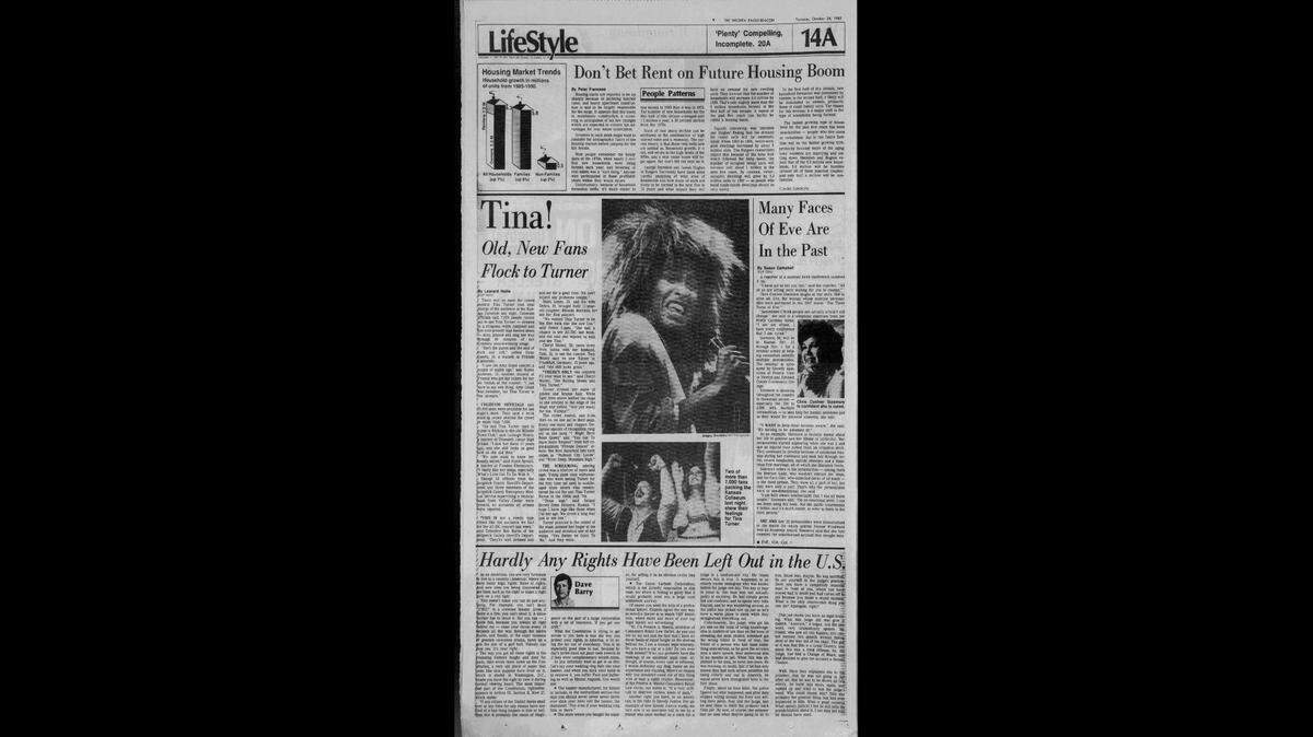 “Queen of Rock ‘n’ Roll” Tina Turner performed at the Kansas Coliseum north of Wichita, Kansas, on Oct. 23, 1985. Here is the Wichita Eagle-Beacon coverage of her concert.