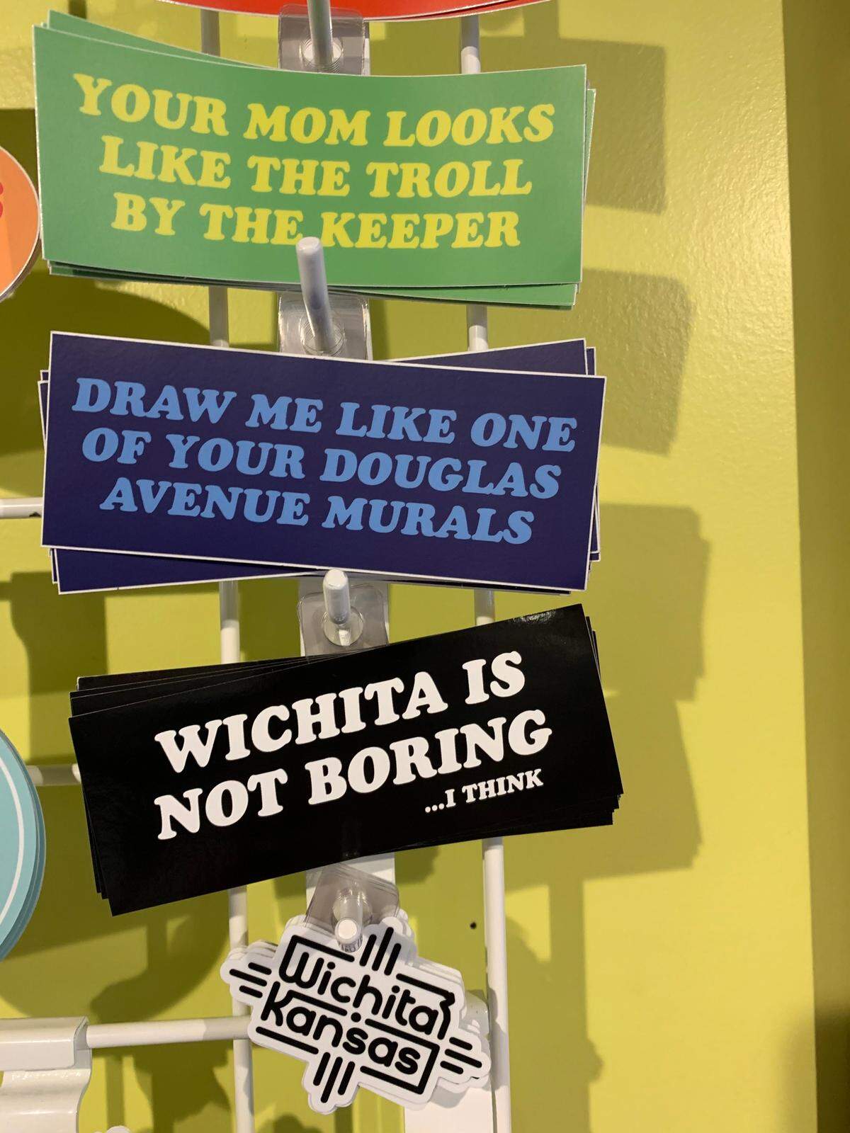 Vortex Souvenir has some cheeky Wichita stickers.