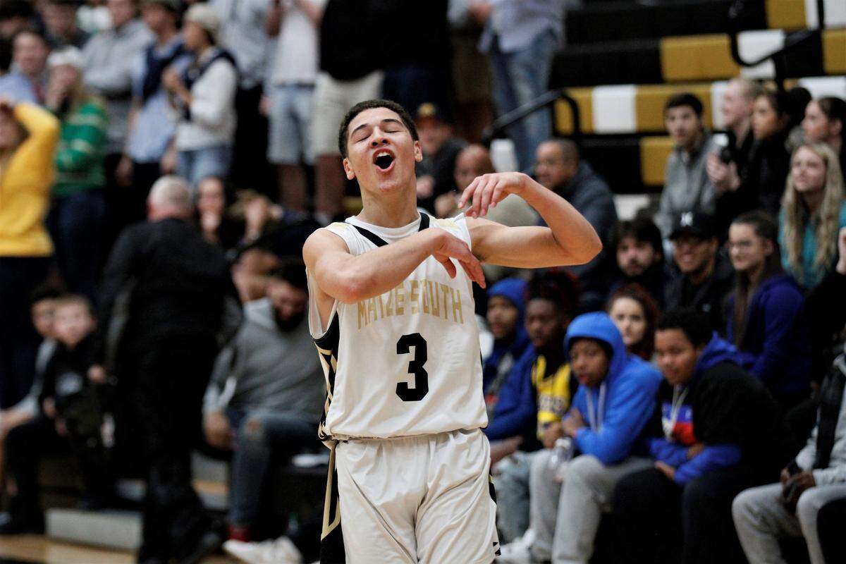 Maize South junior guard Trey Reid scored a game-high 22 points in the Mavericks’ 67-60 win over Campus on Friday night. (Jan. 25, 2019)