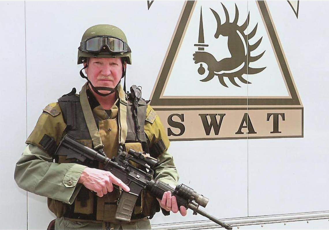 A photo of Wichita Police Officer Bob Bachman from his days on the WPD SWAT team. Bachman was a long-time member of the SWAT team.