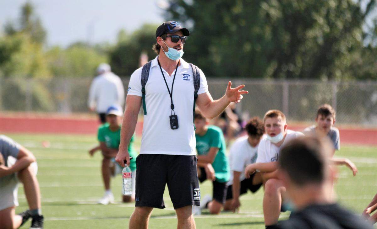 Jake Sharp, founder of Sharp Performance, at a combine in Derby.