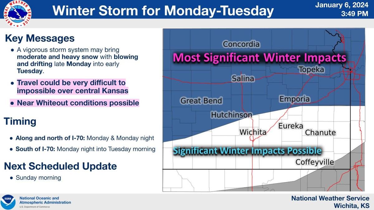 The National Weather Service forecast for Tuesday shows Wichita will get some snow but it’s still unclear how much.