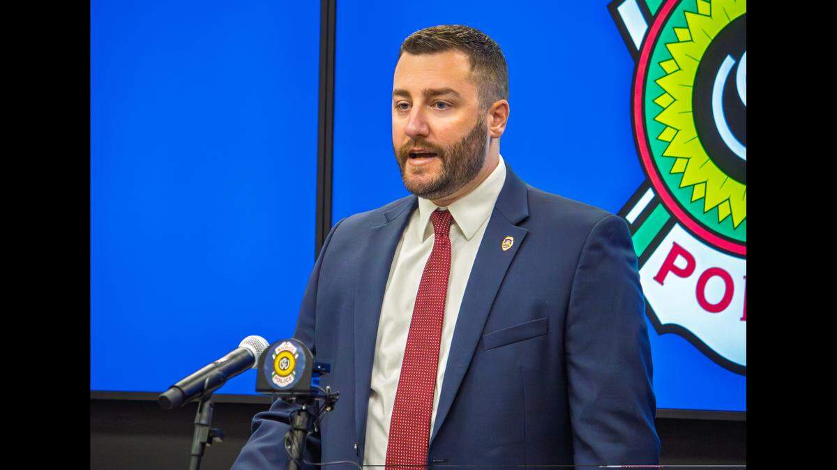 Lt. Donald Moore, commander of the Wichita Police Department homicide section, talks at a news conference Tuesday about the shooting death of 32-year-old Travon Stewart in Dr. Glen Day Park on Oct. 23.