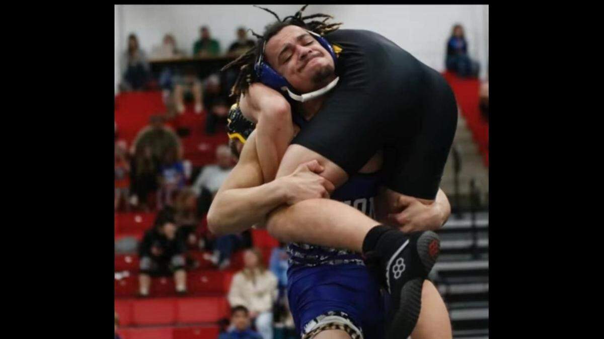 Lyons High School senior Nathaniel Dold prepares to take down an opponent. He died in a wreck Thursday night. He was supposed to get his diploma during Sunday’s graduation ceremony.