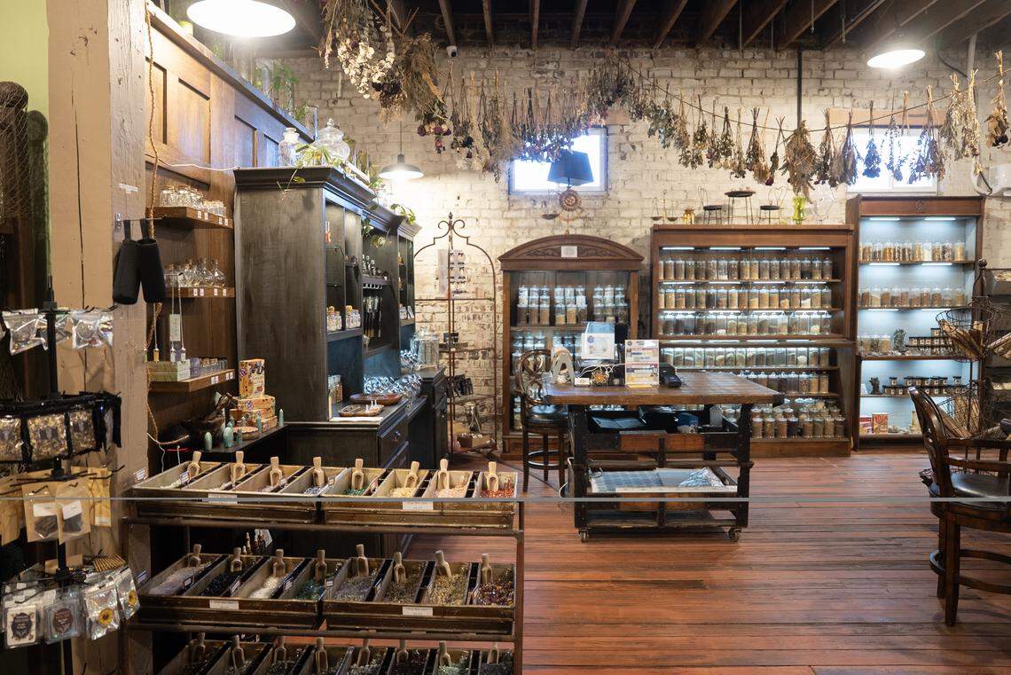 Connect with Source is an eclectic shop that has, among other things, a sage bar and an area for crystals, Moldavite and other glass.