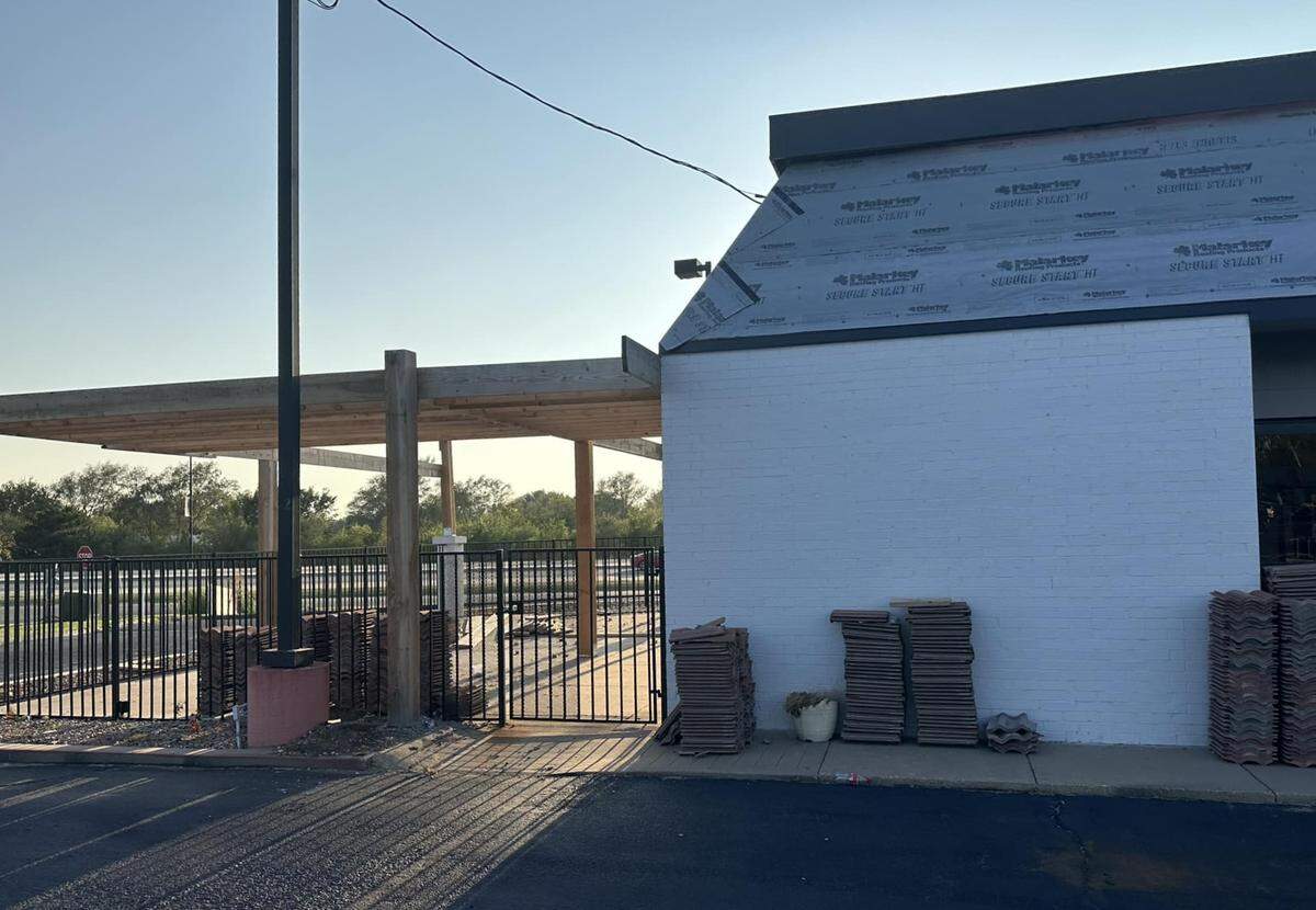 A patio is starting to take shape at the future home of Mediterranean restaurant Layali at 236 W. Greenway in Derby.