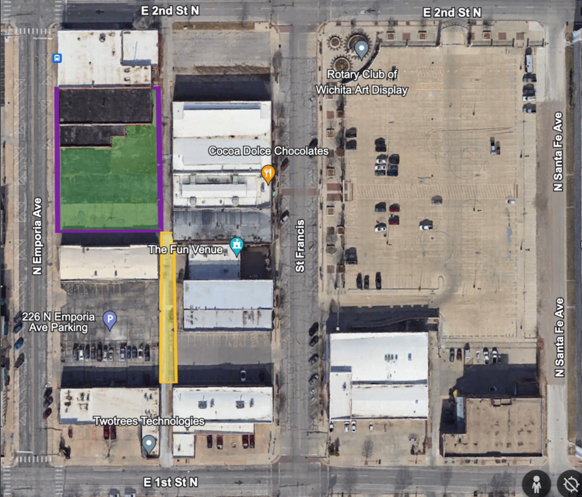 A glance at road closures for Elsewhere Fest near Cocoa Dolce in downtown Wichita.