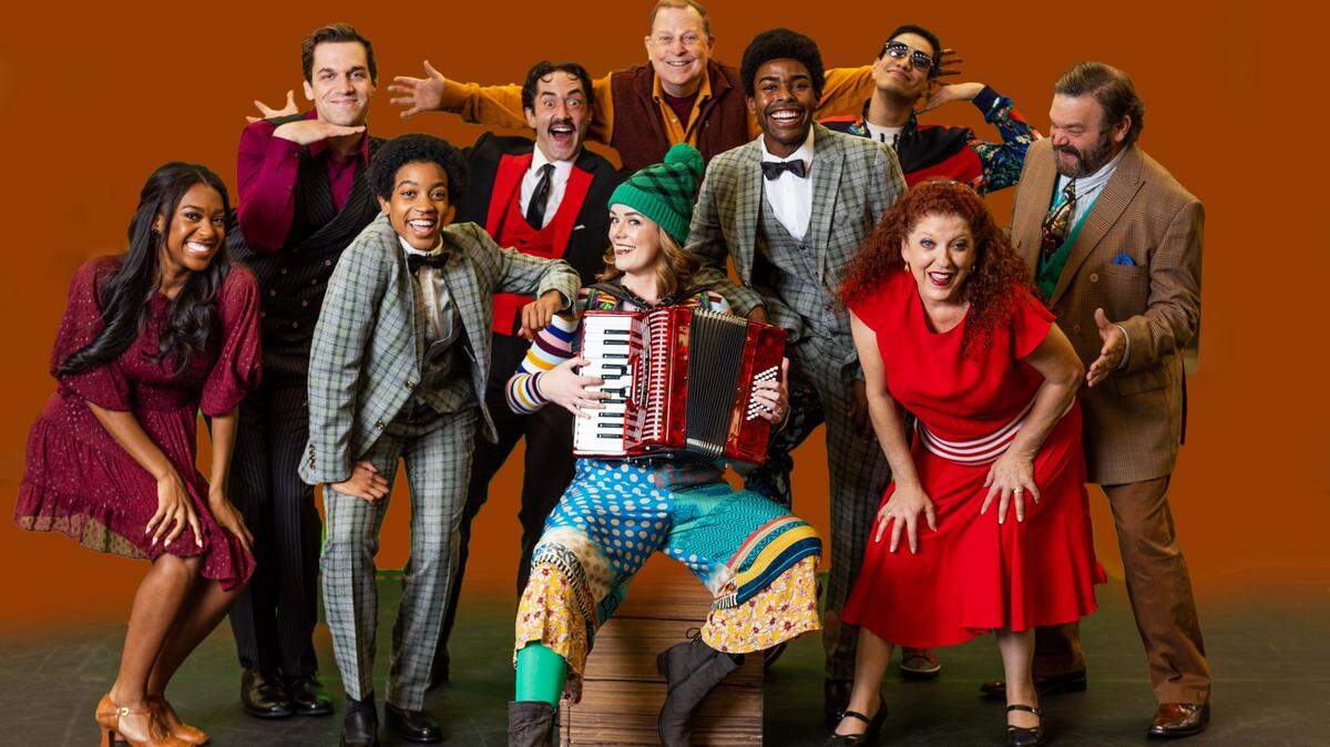 The cast of Music Theatre Wichita’s “Twelfth Night,” which opens Wednesday for a five-show run at Century II convention hall. It is the last show for Wayne Bryan, top center, in his official capacity as MTW’s producing director.
