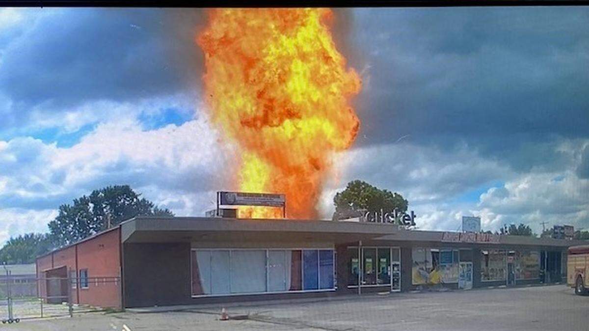 Two explosions happened in the back of a south Wichita shopping center on Thursday, according to the Wichita Fire Department. During the fire, a propane tank also shot 600 feet and landed on the roof of a house.