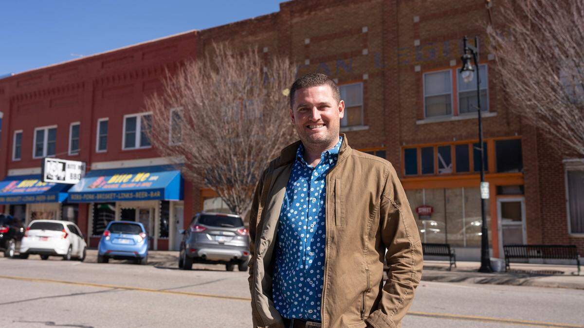 Hutton Development president Kyle Blasdel is going to transform the building behind him at 126 N. St. Francis where Old Town Architectural Salvage most recently was.