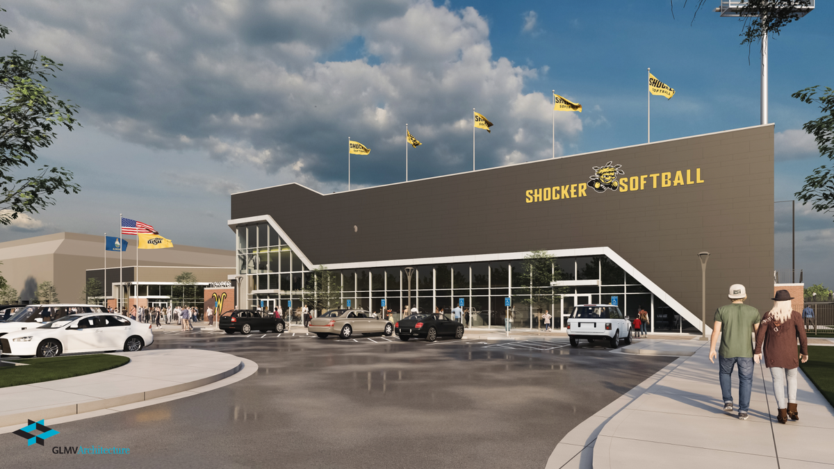 A sketch of the new team facility included in the Wilkins Stadium renovation project for the Wichita State softball program.