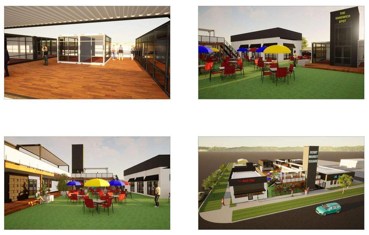 Architectural drawings of what developers envision for the corner of Market and K-15 in Derby