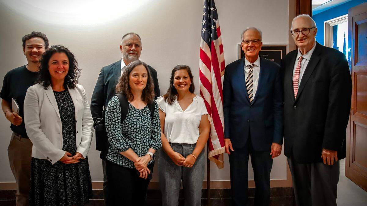 A contingent of Kansas and Missouri advocates and university experts on disabilities went to Washington to warn against cuts in healthcare contained in the “Big Beautiful Bill.” Gary Blumenthal, the author of this article, is at far right next to Kansas Sen. Jerry Moran.