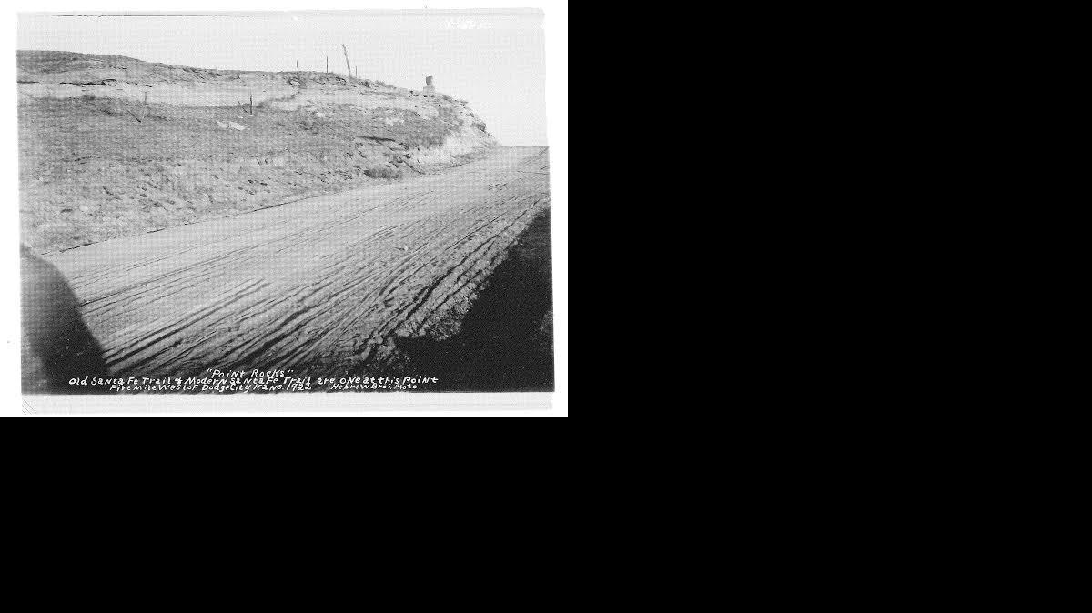 A photo from 1922 shows the Point of Rocks near Dodge City before nearly 80 percent of the hill was removed for the construction of U.S. 50.


