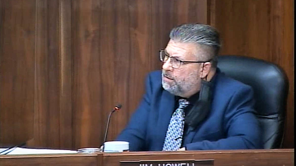 Sedgwick County Commissioner Jim Howell speaks during a special meeting Friday in this screenshot from the county’s video on YouTube.