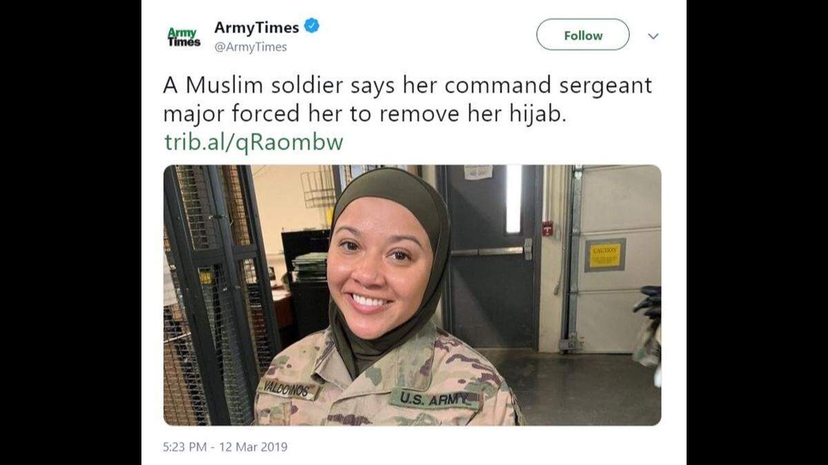 Sgt. Cesilia Valdovinos filed a complaint after she says she was ordered to remove her hijab at Fort Carson in Colorado.