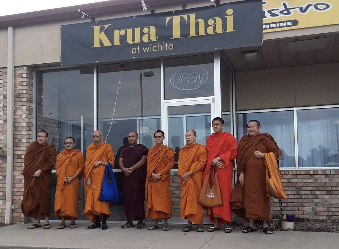 A group of Buddhist monks arrived on Monday to bless the new Krua Thai restaurant on West 21st Street.