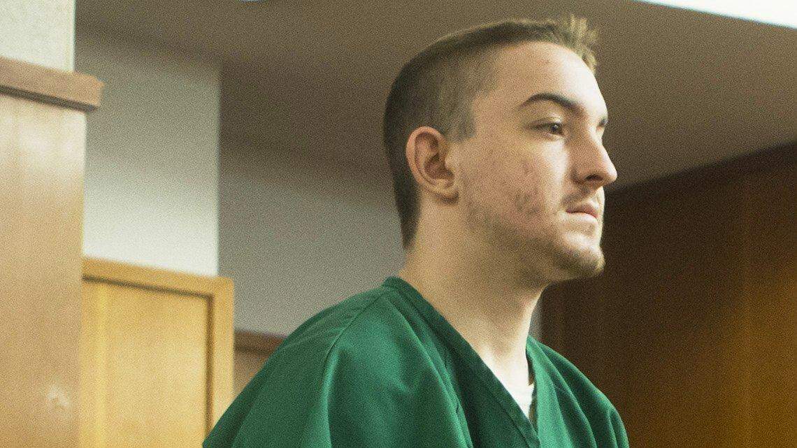 Braden Smith enters a courtroom at the Sedgwick County Courthouse on Feb. 14.