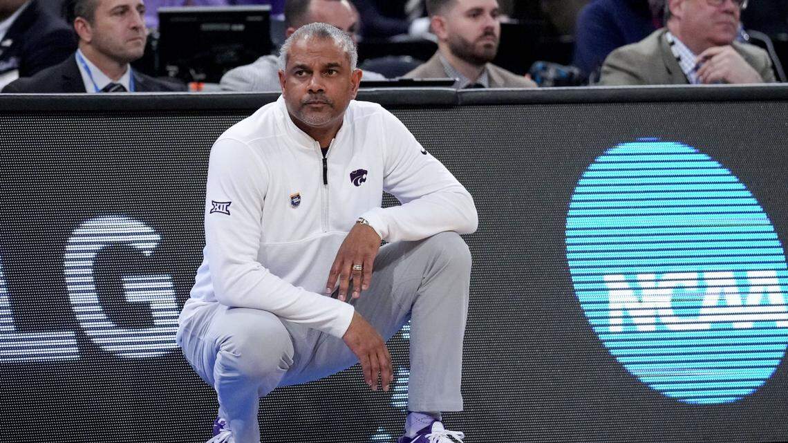 Kansas State coach Jerome Tang watches from the sideline against Michigan State in the first half at Madison Square Garden in New York on March 23, 2023.
