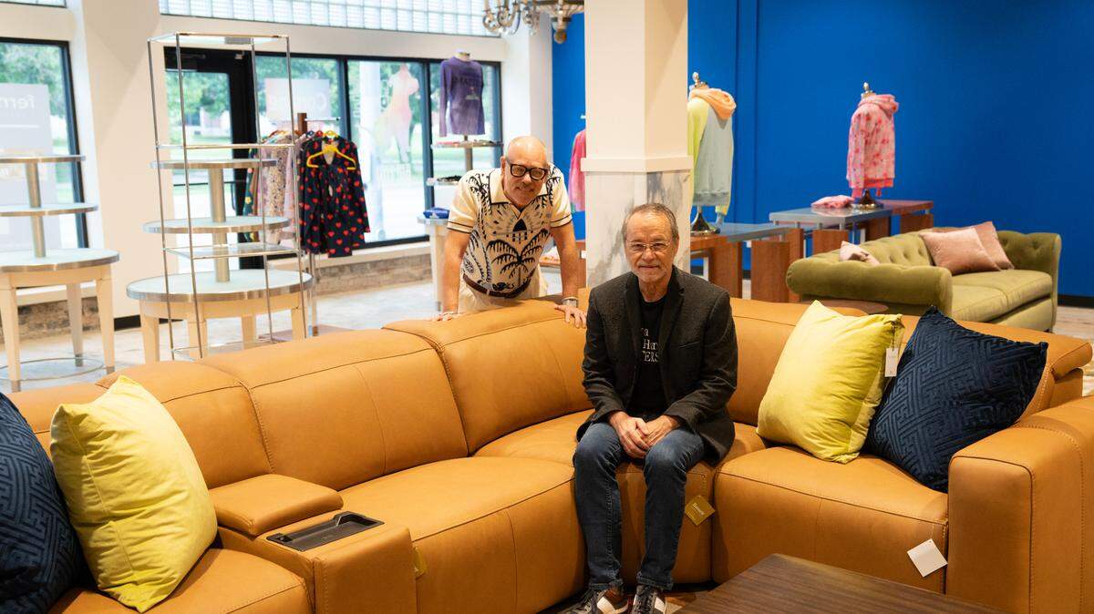 Husbands John Gregory, left, and Bill Slater are opening a new furniture store next week called FernaCHer. They specifically chose a centralized location in the Douglas Design District across from East High School.