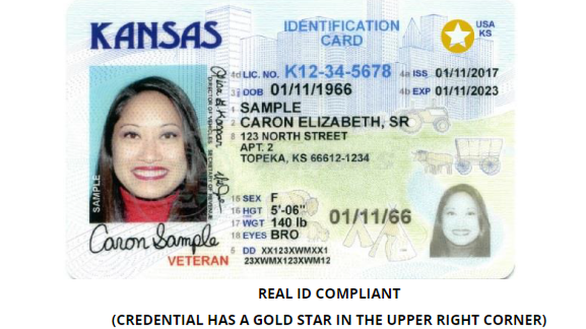 The Kansas Department of Revenue shows what a Real ID-compliant drivers license looks like.