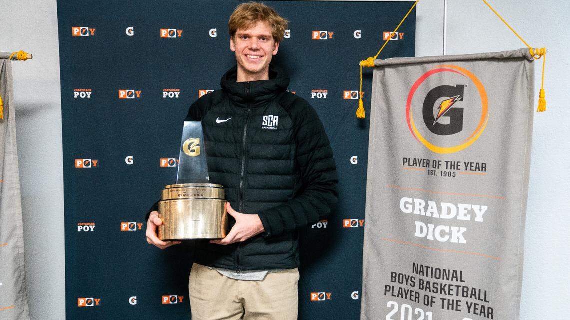 Sunrise Christian Academy senior Gradey Dick was awarded the Gatorade National Boys Basketball Player of the Year on Tuesday.