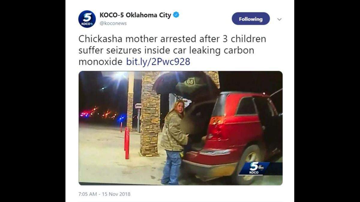 Rebekkah Sterling was arrested after her three children had seizures in her car, police said.