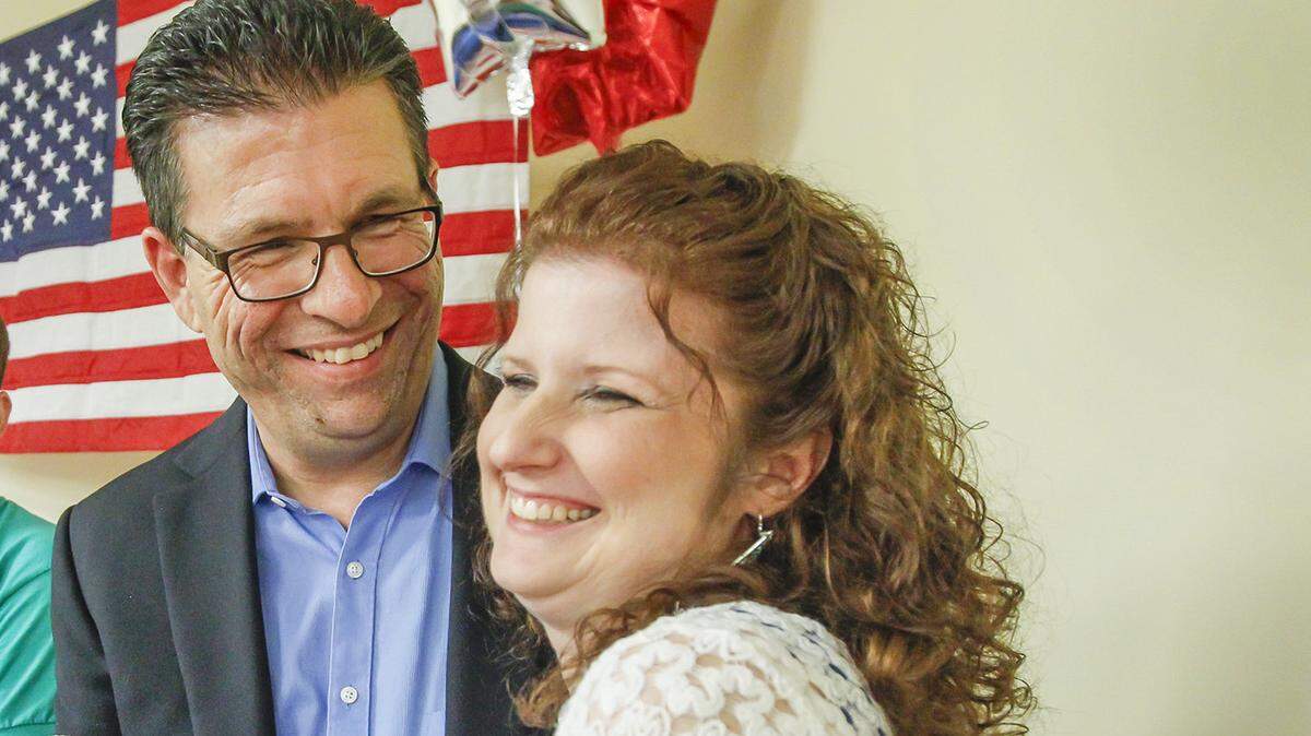 Jim and Leah Howell, shown here on election night in 2014 when he became a Sedgwick County commissioner. The couple recently moved so Leah Howell could run for the state House in District 82.