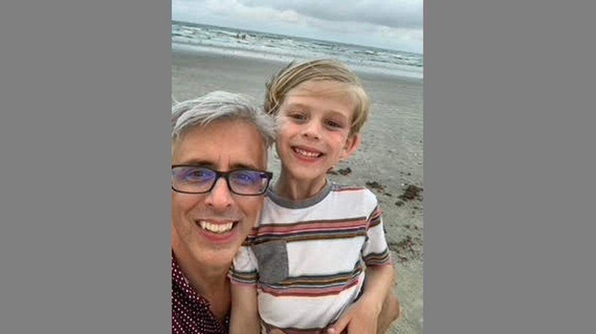 Brian J. Marcum and his 6-year-old son, Felix.
