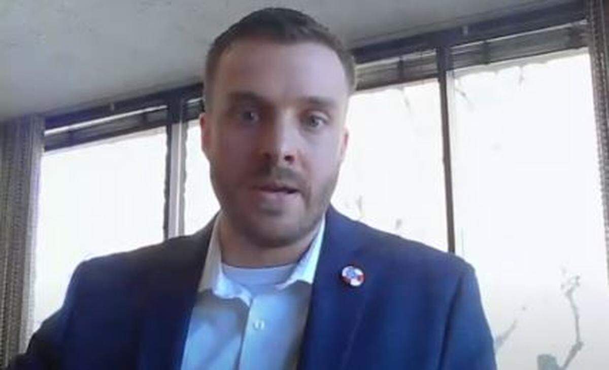 Andrew Wiens of the Wichita Area Chamber of Commerce argues for a bill that would compensate businesses for loss of profits during the COVID pandemic.