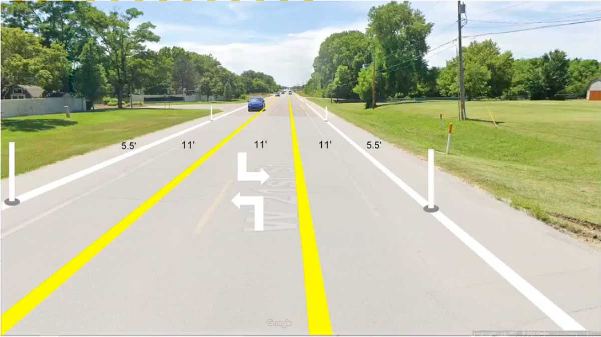 This rendering from the Wichita Public Works & Utilities Department that shows what 21st Street North will look like between 119th Street West and 135th Street West after the middle turn lane is added.
