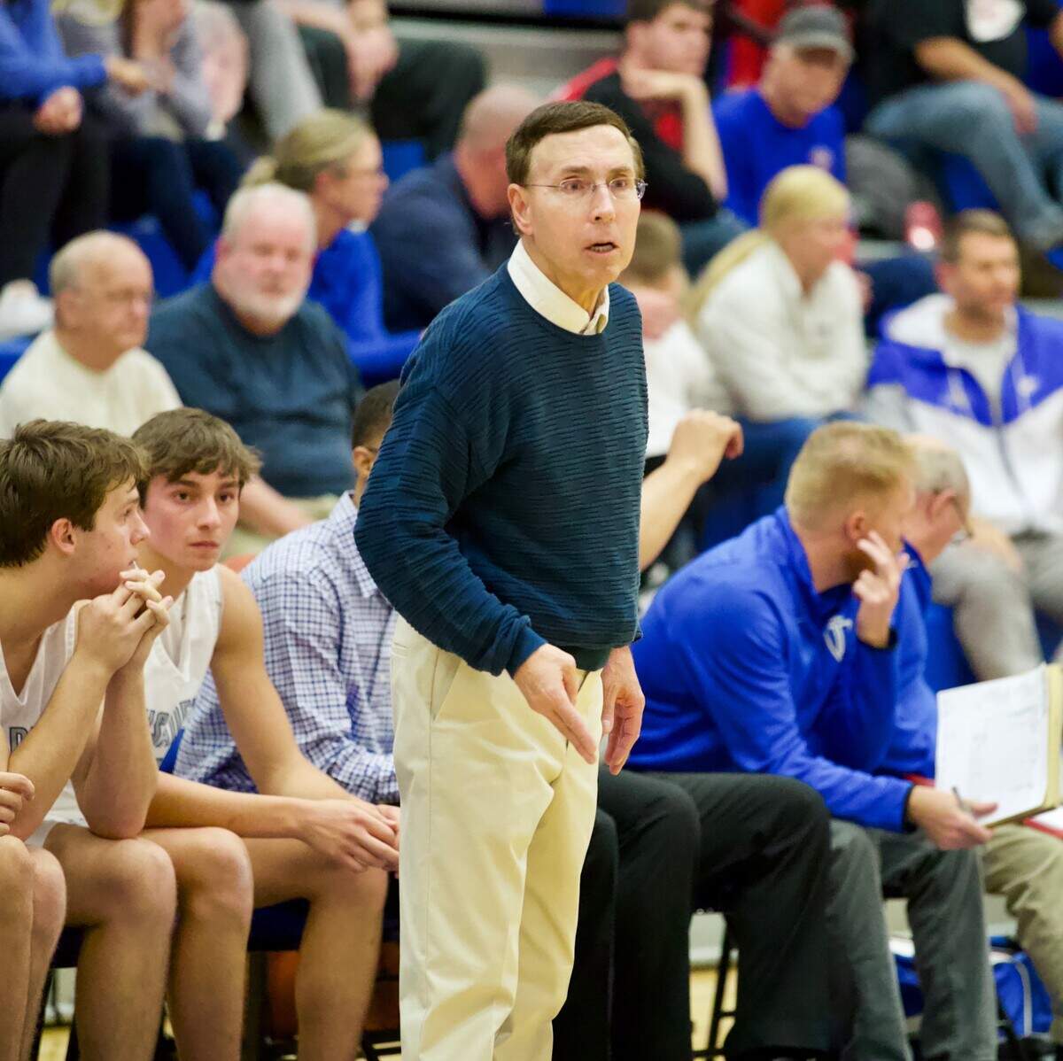 Legendary basketball coach Steve Eck returned to the City League on Tuesday, as he led the Kapaun Mt. Carmel boys to a 45-43 win over Wichita Heights in a ranked showdown.