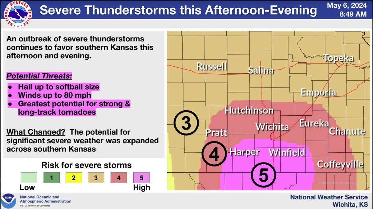 The National Weather Service in Wichita is forecasting severe weather on Monday. Wichita falls in the the area that could see the most severe storms in the state.