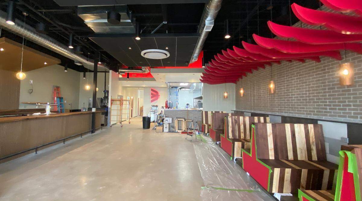 Sebastian Gordon is almost ready to open his Red Bird restaurant, which is filled with lots of unique wood features.
