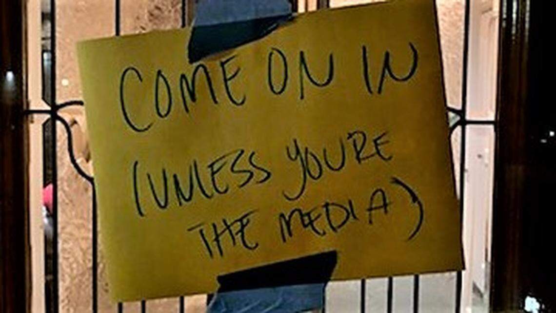 The sign at Sedgwick County Commissioner Lacey Cruse’s election-night watch party. She lost her race against Ryan Baty.